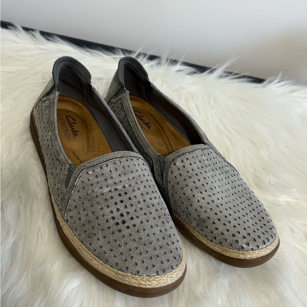 Clarks Perforated Gray Espadrilles